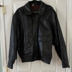 Members Only Black Leather Bomber Jacket